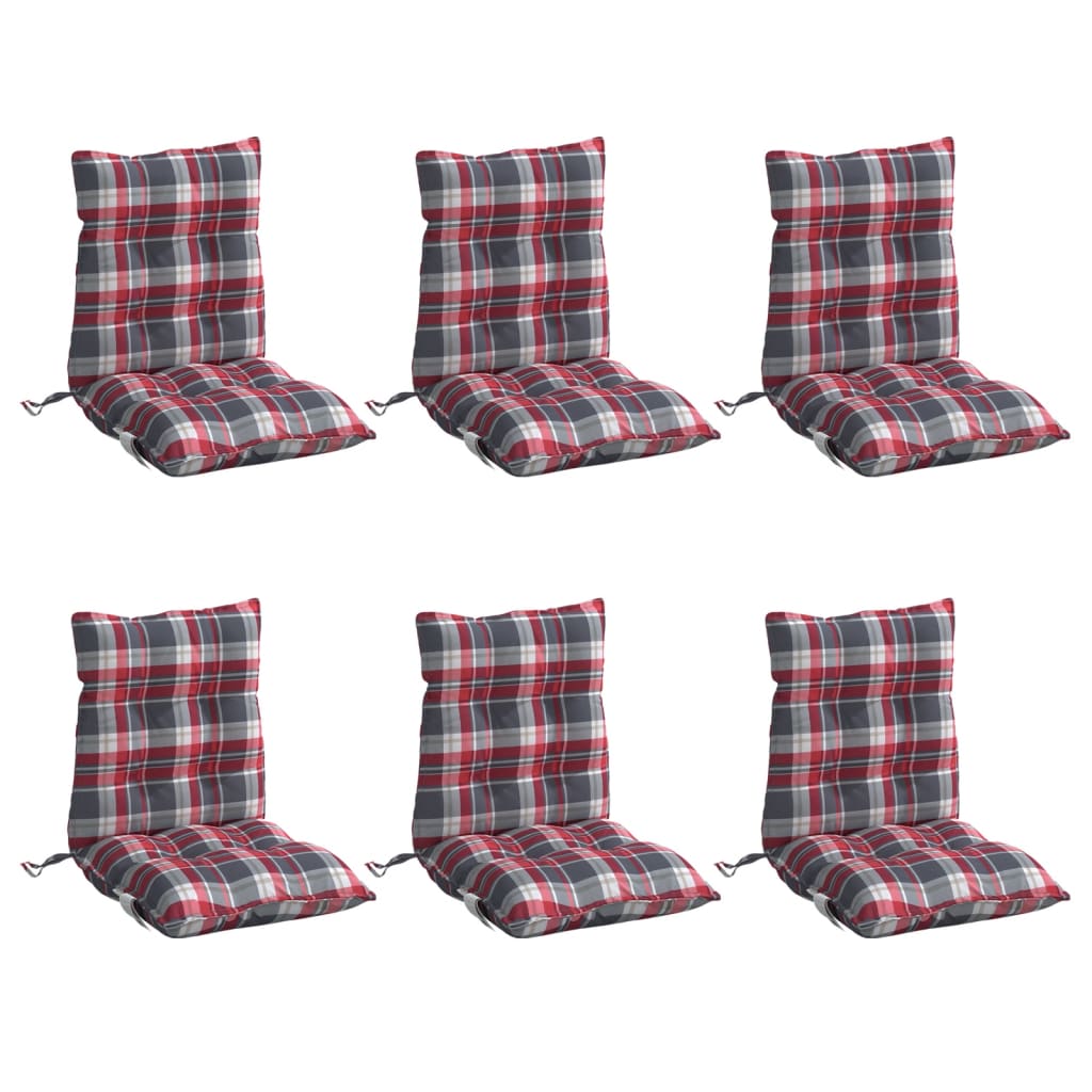 Coussins de chaise à dossier bas lot de 6 motif carreaux rouge