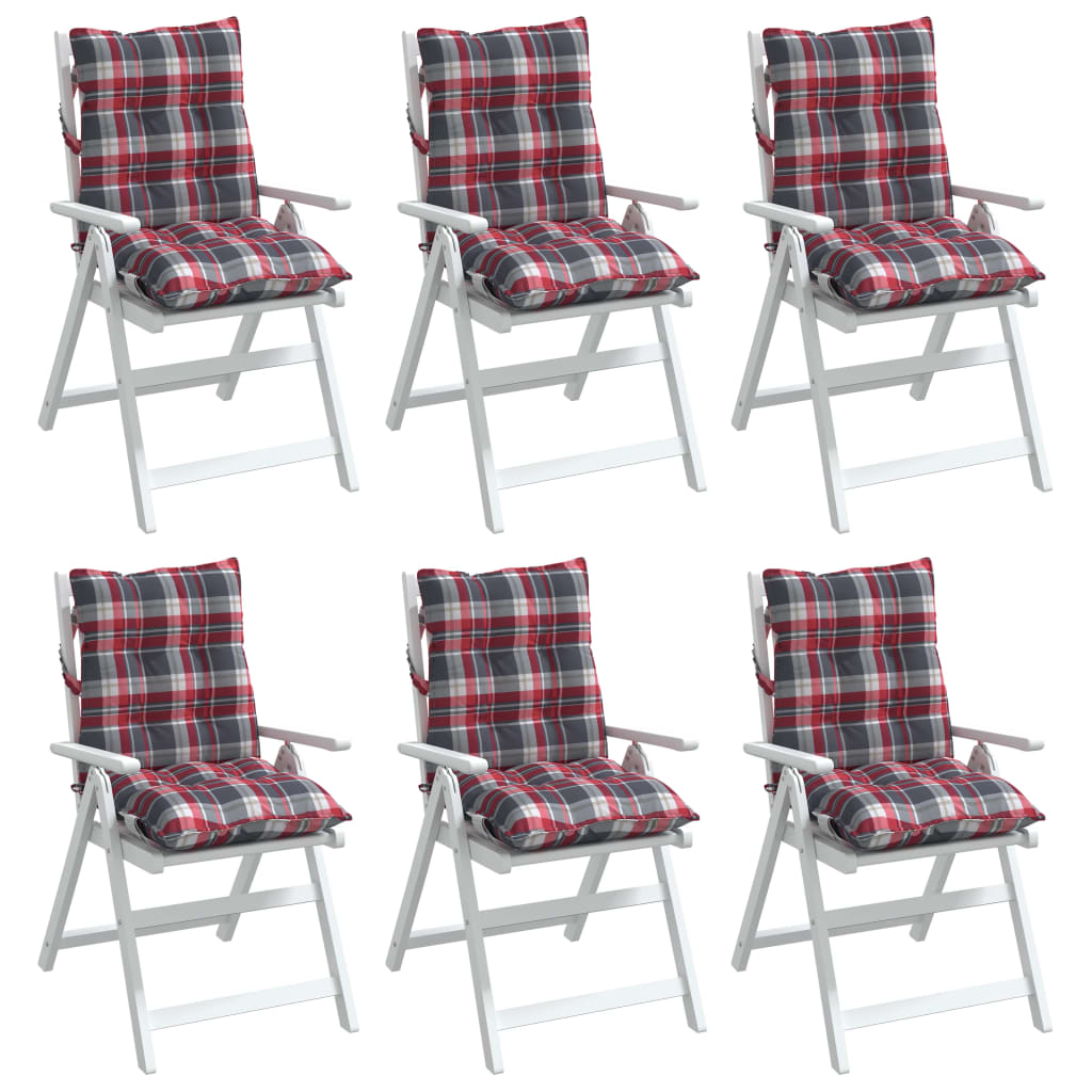 Coussins de chaise à dossier bas lot de 6 motif carreaux rouge