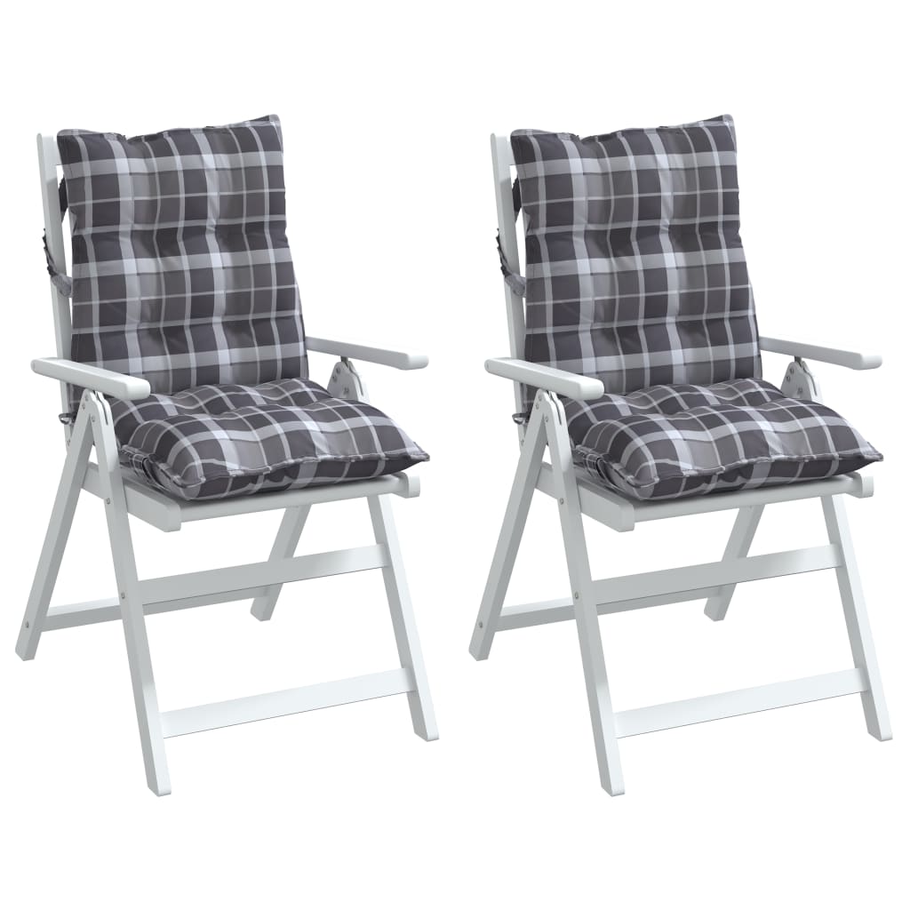 Coussins de chaise à dossier bas lot de 2 motif carreaux gris