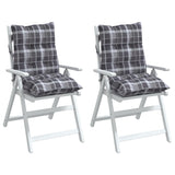 Coussins de chaise à dossier bas lot de 2 motif carreaux gris