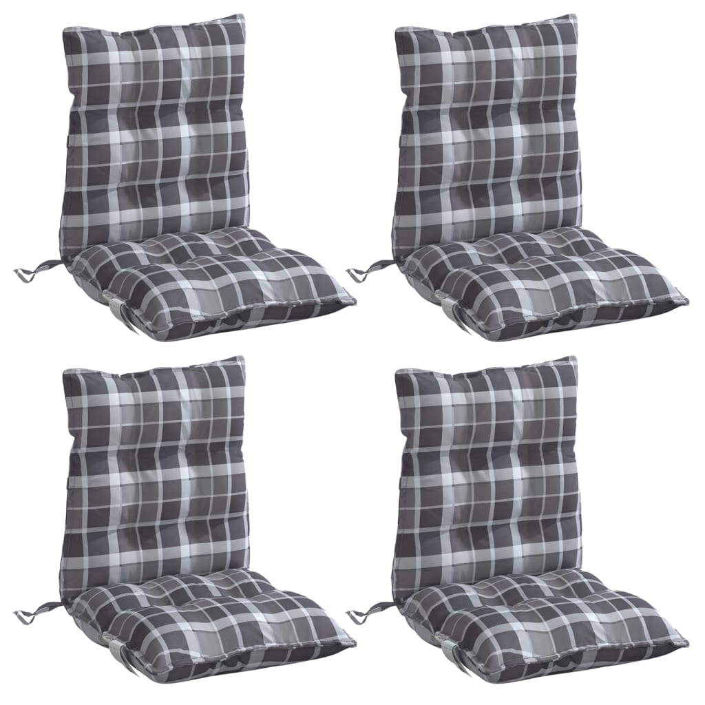 Coussins de chaise à dossier bas lot de 4 motif à carreaux gris