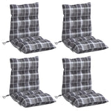 Low Back Chair Cushions Set of 4 Grey Plaid Pattern