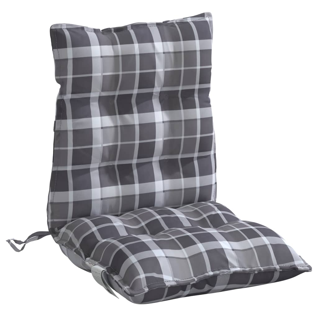 Low Back Chair Cushions Set of 4 Grey Plaid Pattern