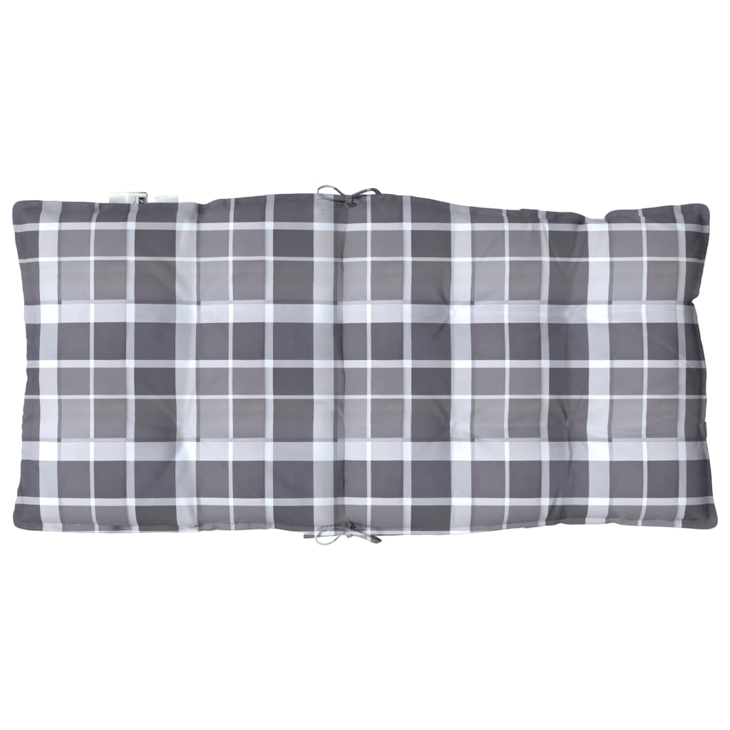 Low Back Chair Cushions Set of 4 Grey Plaid Pattern