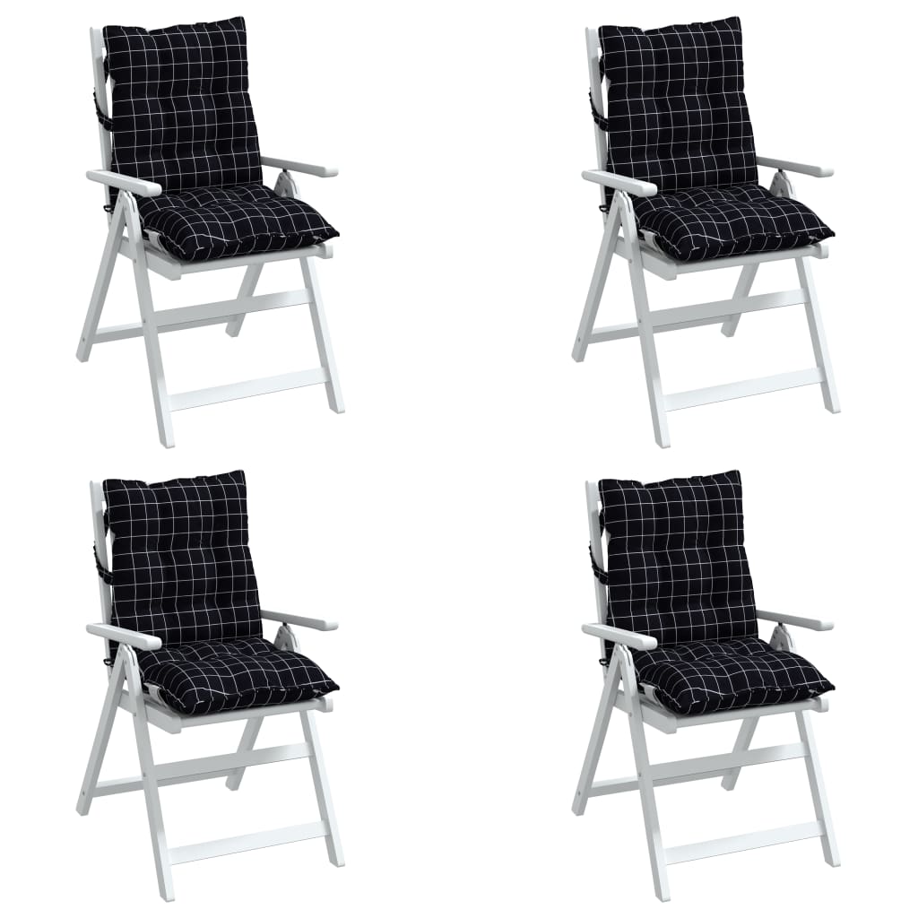 Coussins de chaise à dossier bas lot de 4 motif à carreaux noir