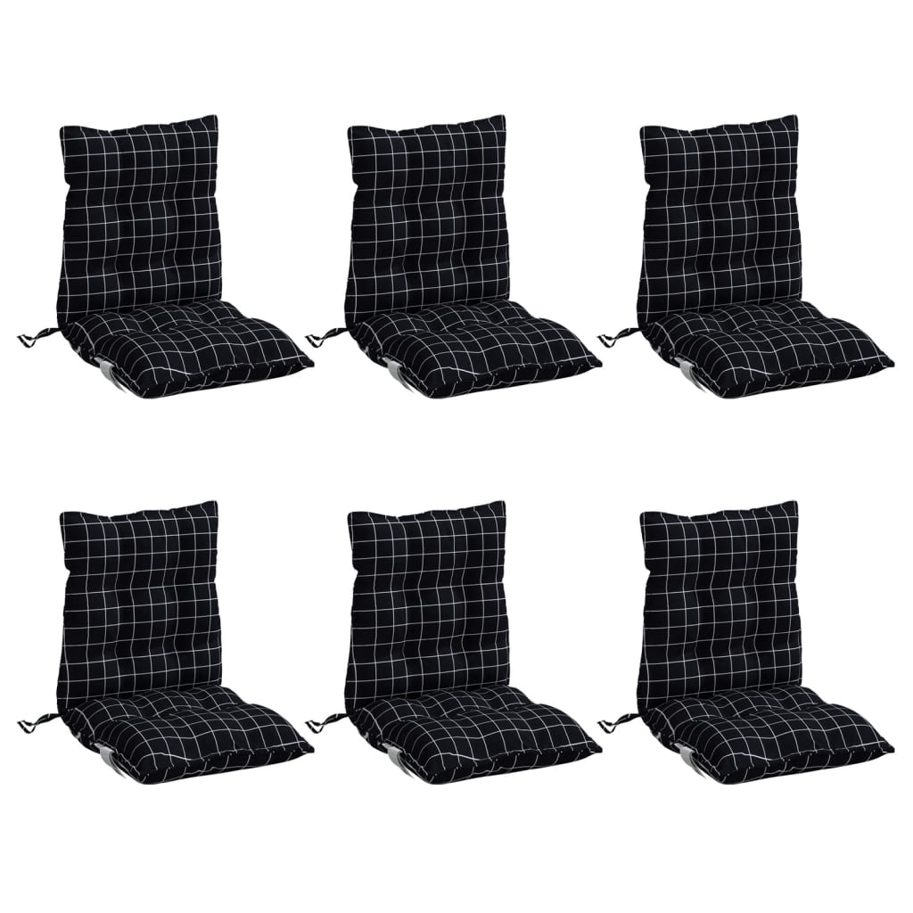 Coussins de chaise à dossier bas lot de 6 motif à carreaux noir