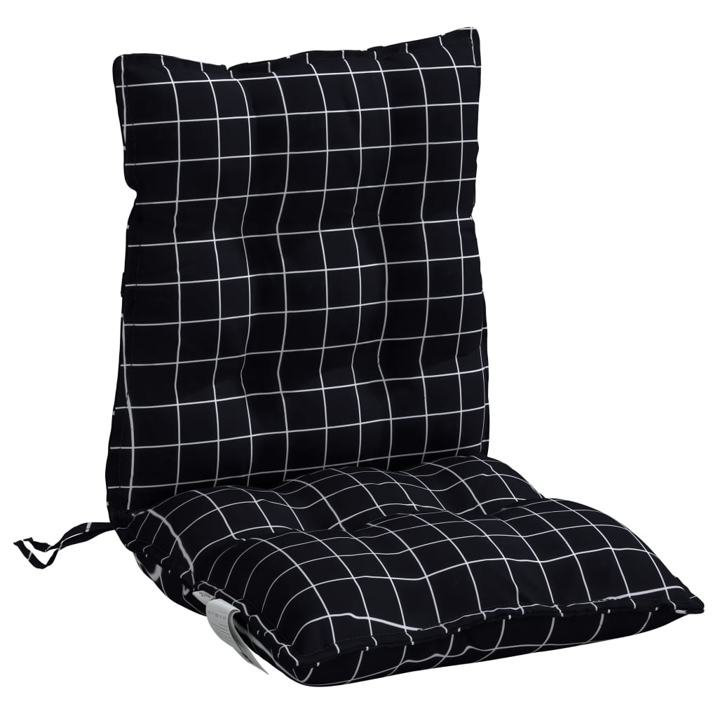 Coussins de chaise à dossier bas lot de 6 motif à carreaux noir