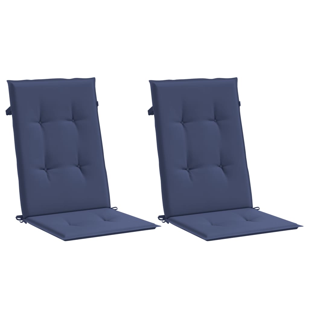 Coussins de chaise à dossier haut lot de 2 bleu marine tissu