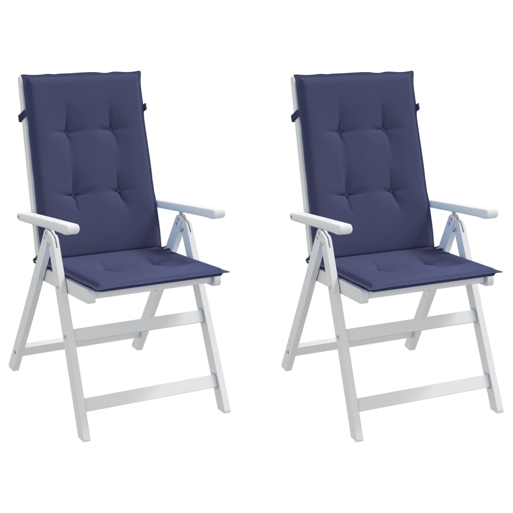 Coussins de chaise à dossier haut lot de 2 bleu marine tissu