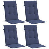 Coussins de chaise à dossier haut lot de 4 bleu marine tissu