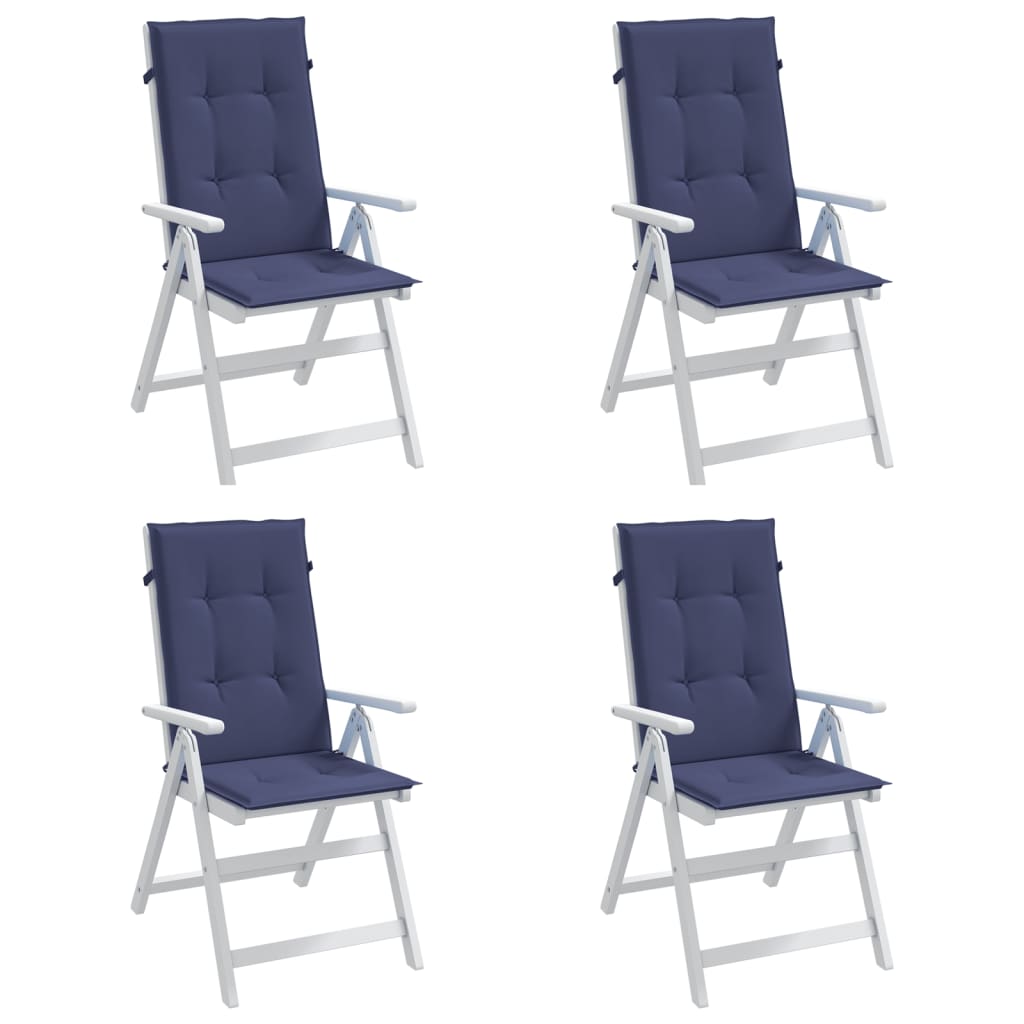 Coussins de chaise à dossier haut lot de 4 bleu marine tissu