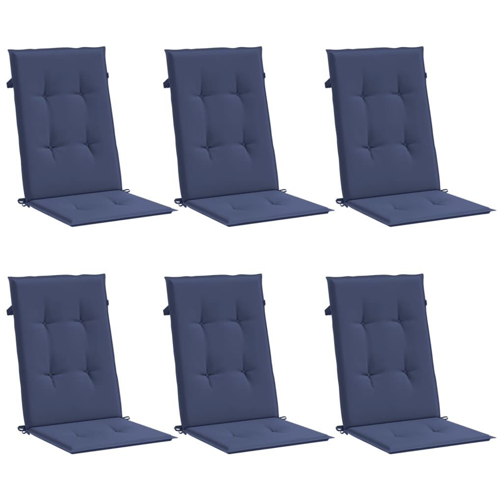 Coussins de chaise à dossier haut lot de 6 bleu marine tissu