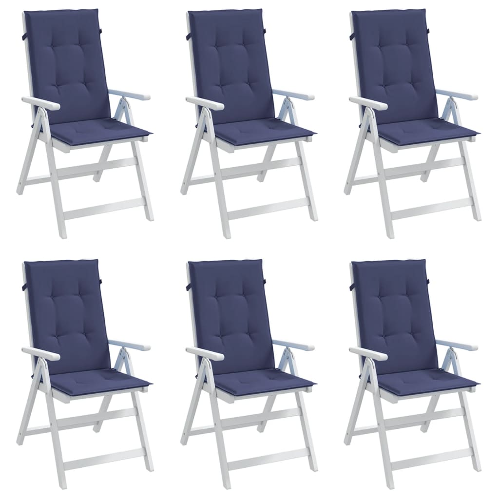 Coussins de chaise à dossier haut lot de 6 bleu marine tissu