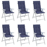 Coussins de chaise à dossier haut lot de 6 bleu marine tissu