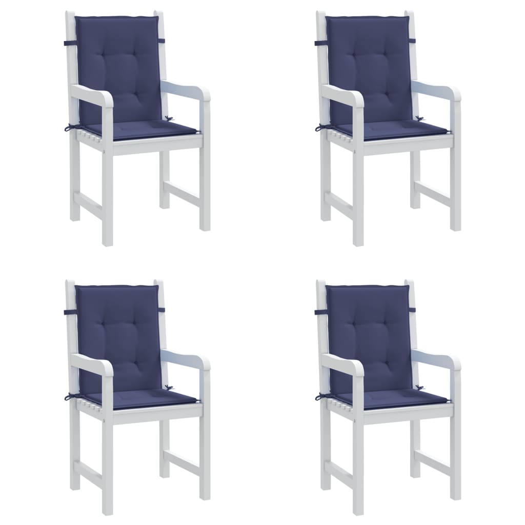 Coussins de chaise à dossier bas lot de 4 bleu marine tissu