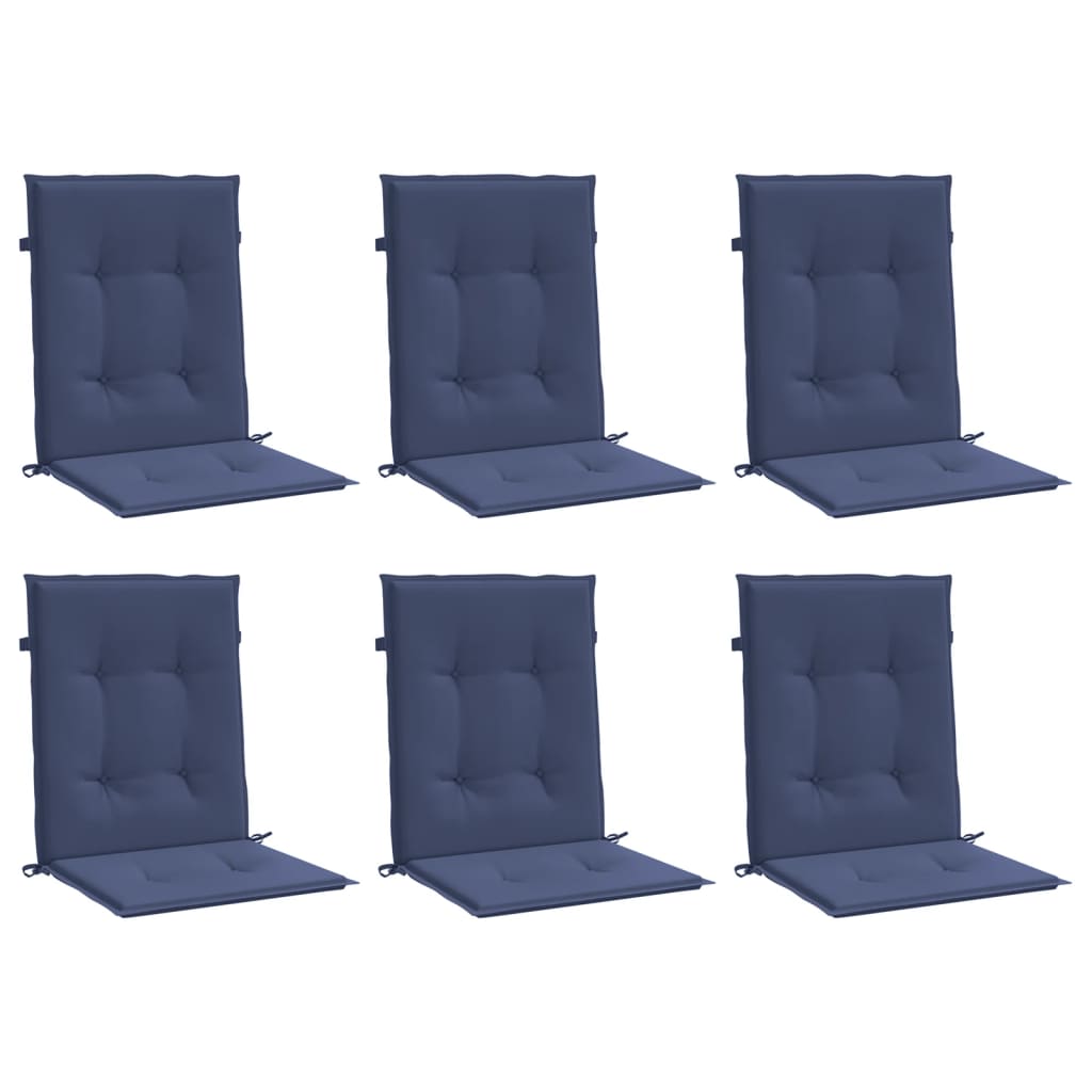 Low Back Chair Cushions Set of 6 Navy Fabric