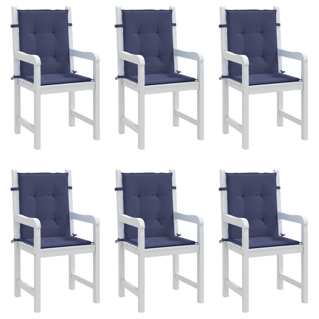 Low Back Chair Cushions Set of 6 Navy Fabric