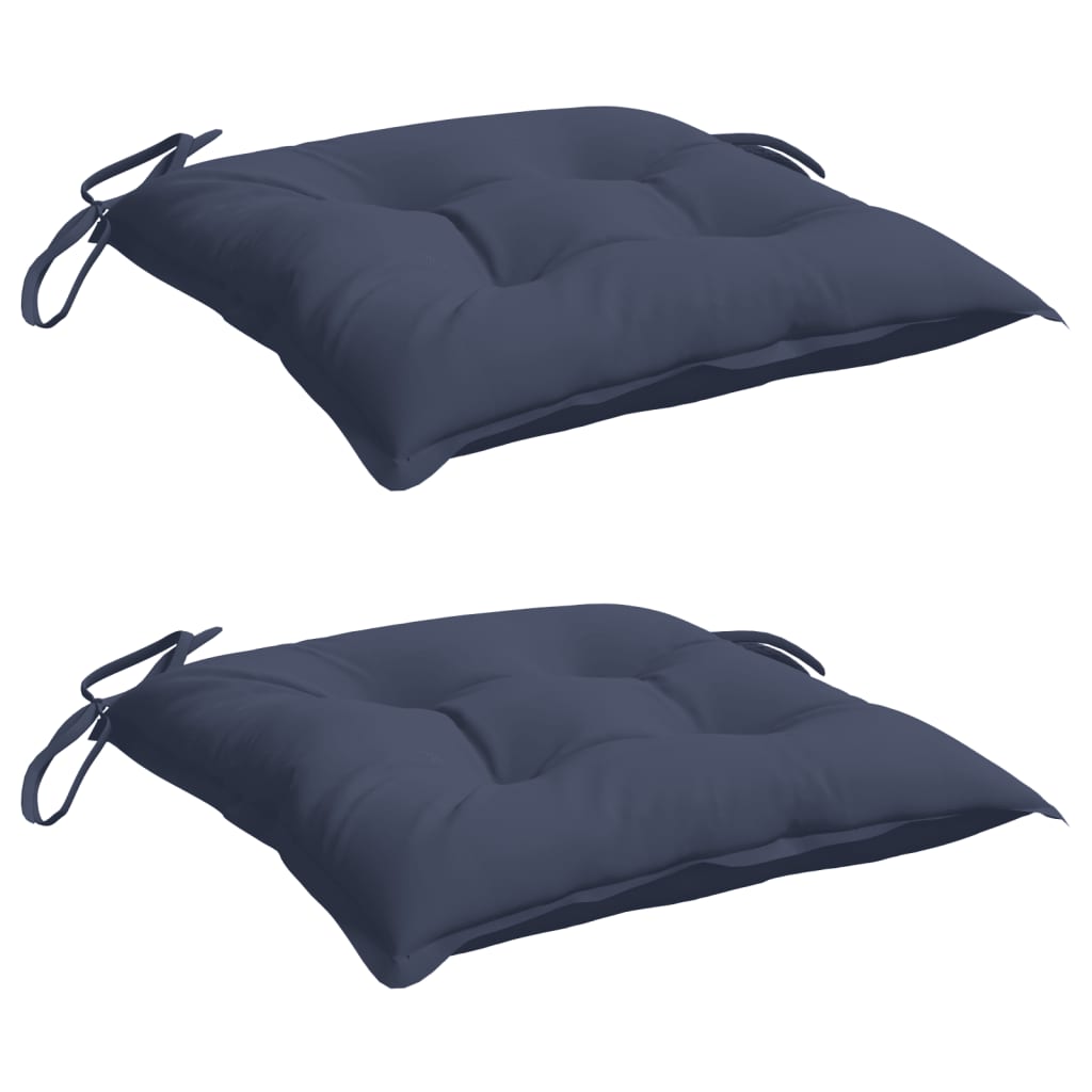 Coussins de chaise lot de 2 bleu marine 40x40x7 cm tissu oxford