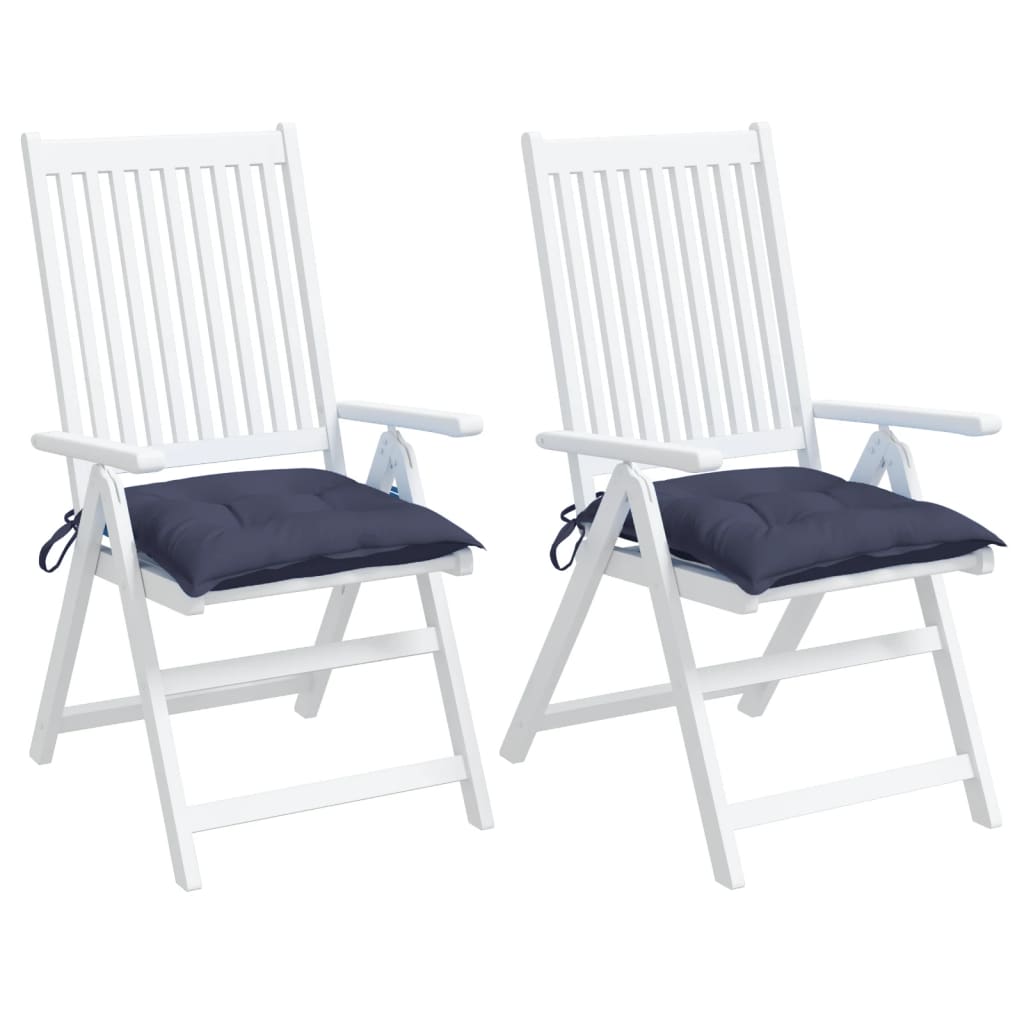 Coussins de chaise lot de 2 bleu marine 40x40x7 cm tissu oxford