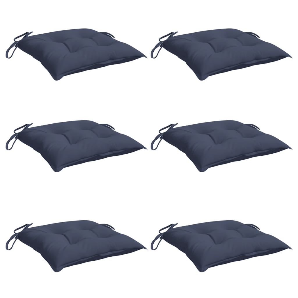 Coussins de chaise lot de 6 bleu marine 40x40x7 cm tissu oxford