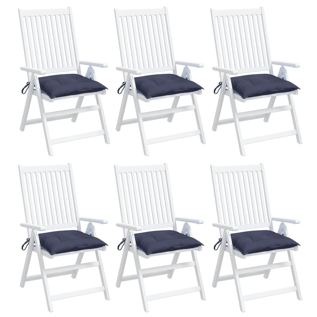 Coussins de chaise lot de 6 bleu marine 50x50x7 cm tissu oxford