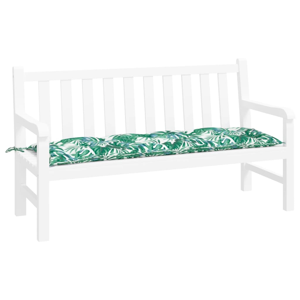 Coussin de banc de jardin motif de feuilles 150x50x7 cm