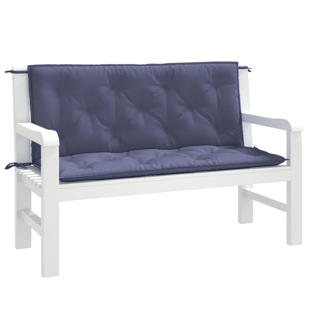 Coussins de banc de jardin lot de 2 bleu marine 120x50x7 cm