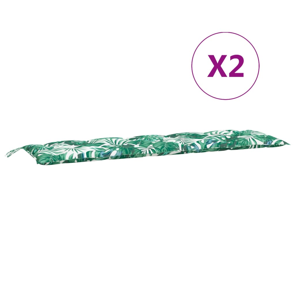 Coussins de banc de jardin lot de 2 motif de feuilles