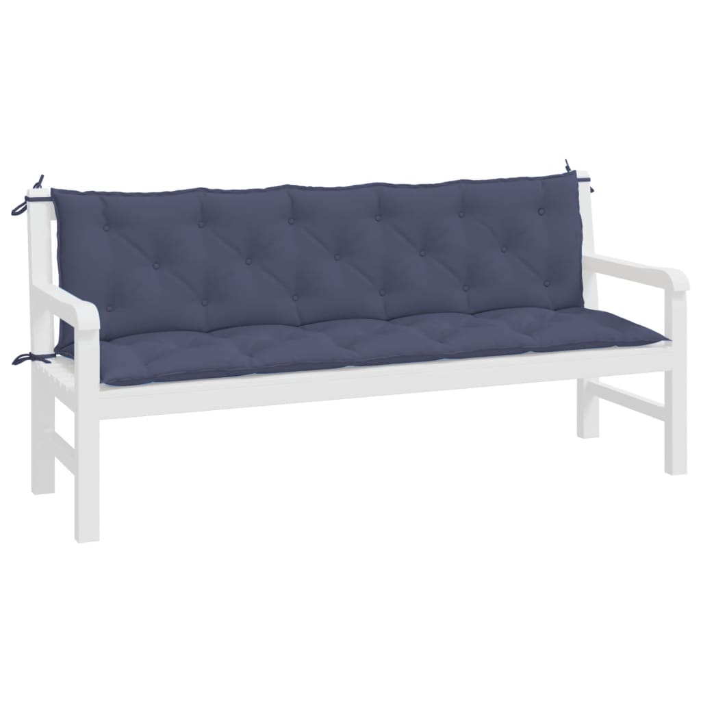 Coussins de banc de jardin lot de 2 bleu marine 180x50x7 cm