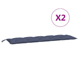 Coussins de banc de jardin lot de 2 bleu marine 180x50x7 cm