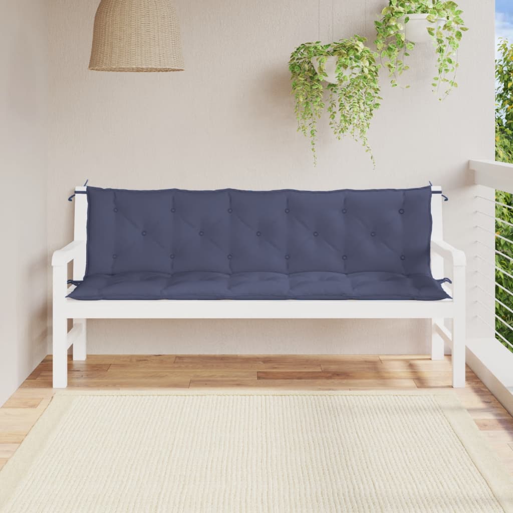 Coussins de banc de jardin lot de 2 bleu marine 180x50x7 cm