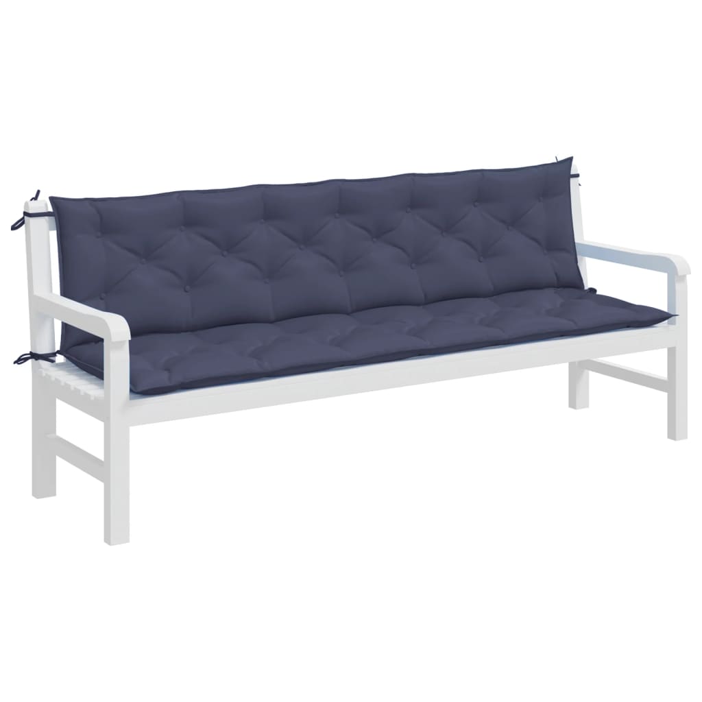 Coussins de banc de jardin lot de 2 bleu marine 200x50x7 cm