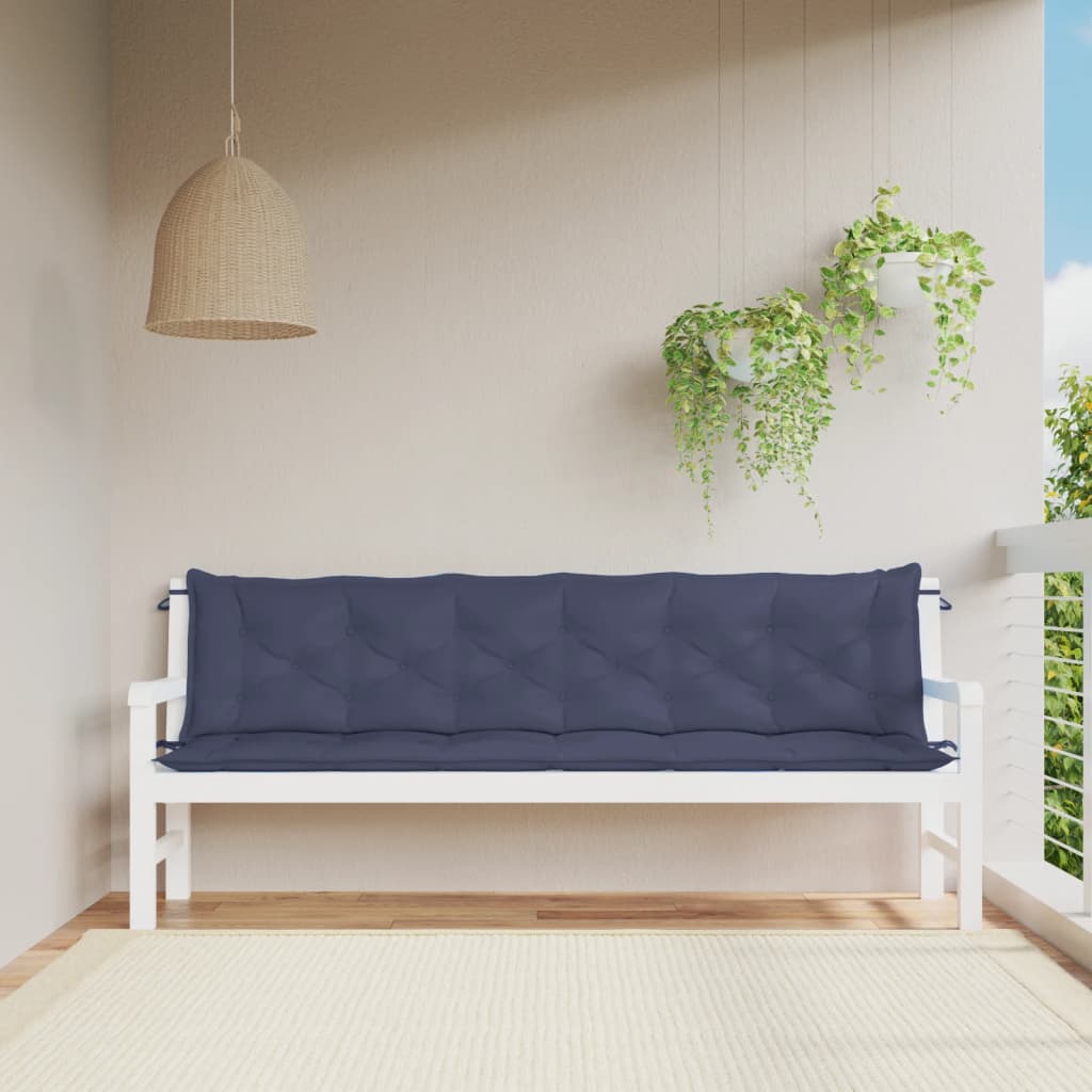 Coussins de banc de jardin lot de 2 bleu marine 200x50x7 cm