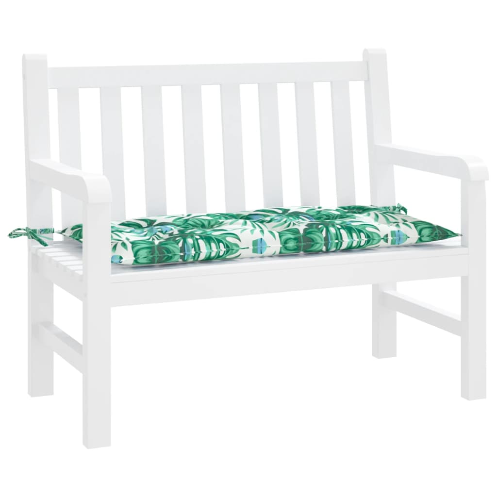 Coussin de banc de jardin motif de feuilles 110x50x7 cm