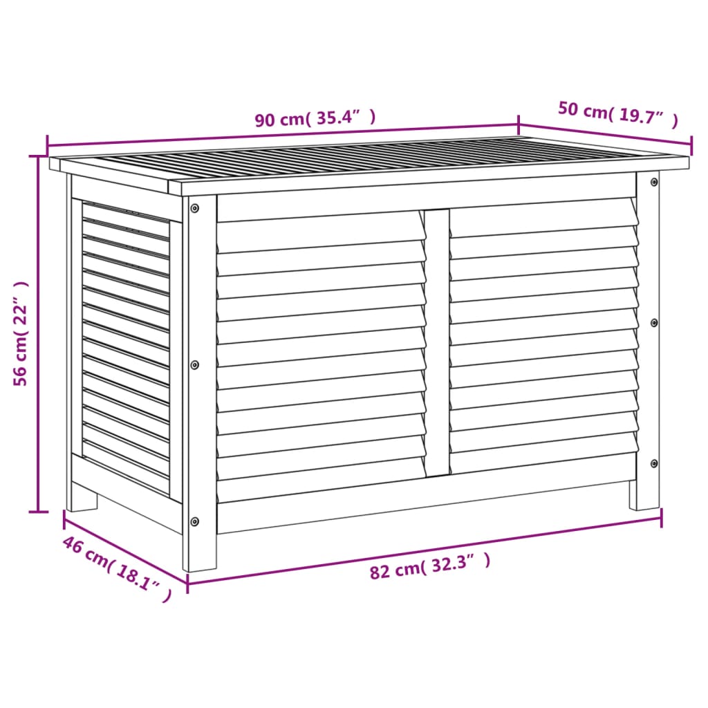 Garden storage box shutters 90x50x56 cm acacia wood