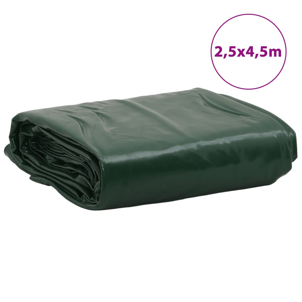 Green tarpaulin 2.5x4.5 m 650 g/m²