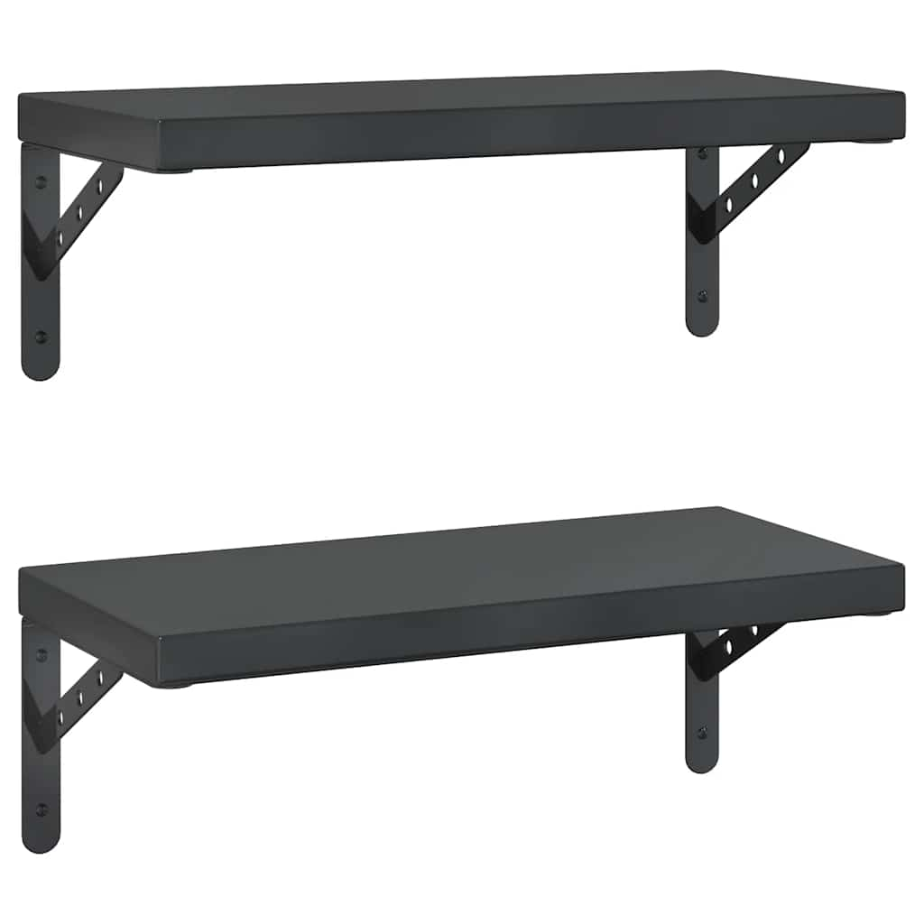 Étagères murales 2 pcs 50x23,5 cm noir acier inoxydable