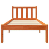 Bed frame without mattress brown wax 75x190 cm solid pine wood