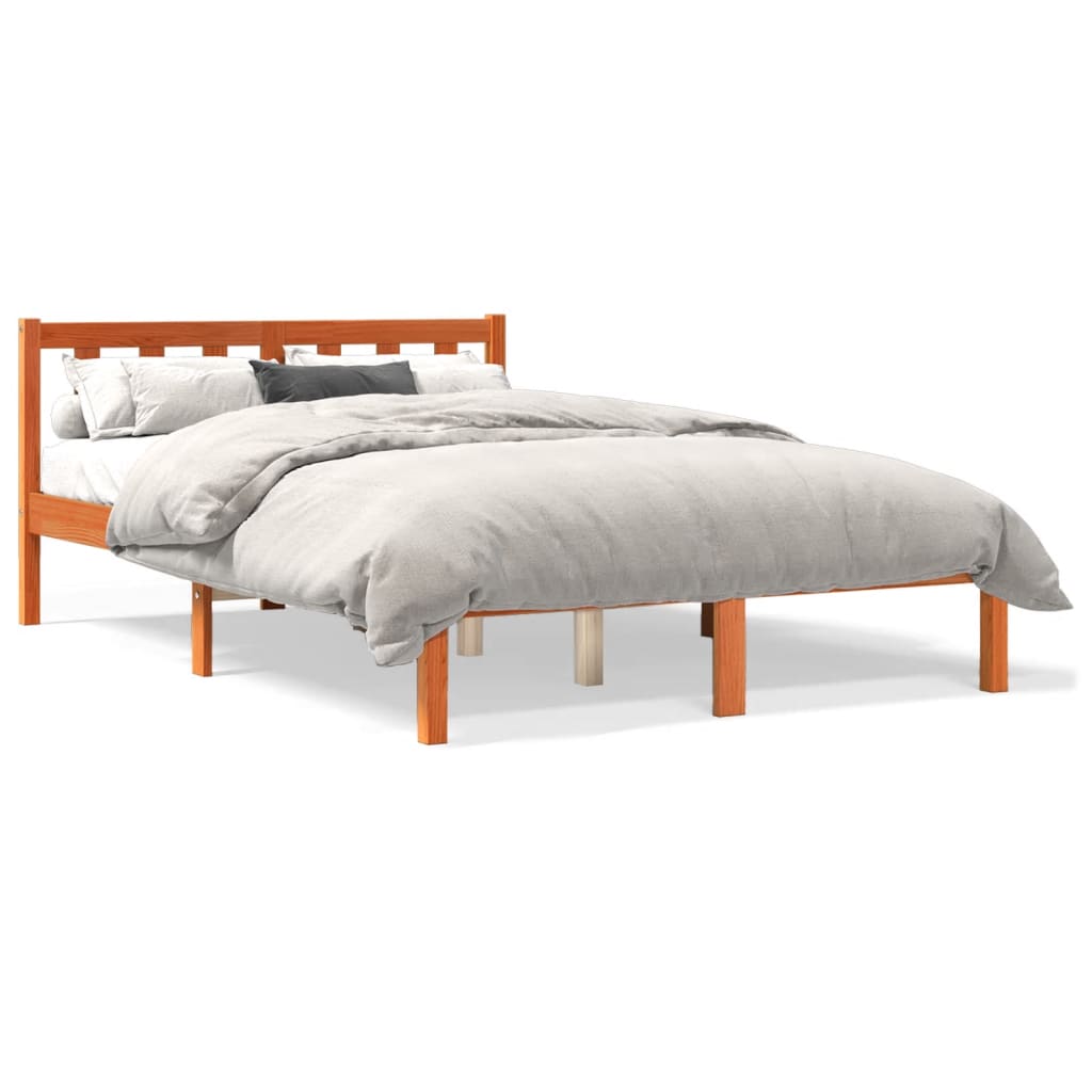 Cadre de lit sans matelas cire marron 120x190cm bois pin massif