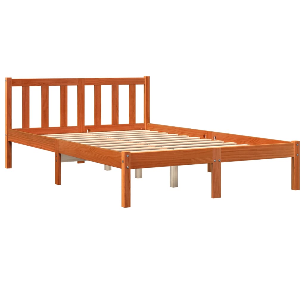 Cadre de lit sans matelas cire marron 120x190cm bois pin massif