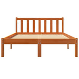 Bed frame without mattress brown wax 120x190cm solid pine wood