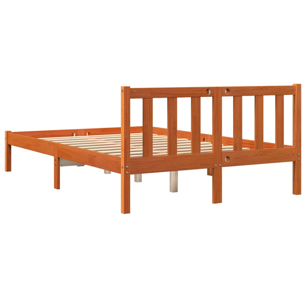 Cadre de lit sans matelas cire marron 120x190cm bois pin massif