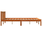 Bed frame without mattress brown wax 135x190cm solid pine wood