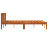 Bed frame without mattress brown wax 140x190cm solid pine wood