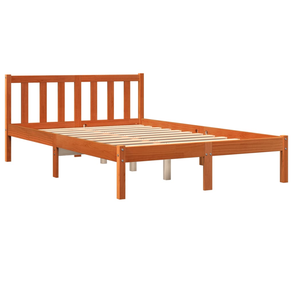 Cadre de lit sans matelas cire marron 120x200cm bois pin massif