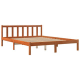 Bed frame without mattress brown wax 150x200cm solid pine wood