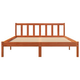 Bed frame without mattress brown wax 150x200cm solid pine wood