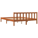 Bed frame without mattress brown wax 150x200cm solid pine wood