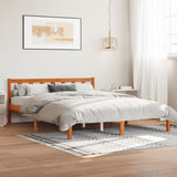 Bed frame without mattress brown wax 150x200cm solid pine wood