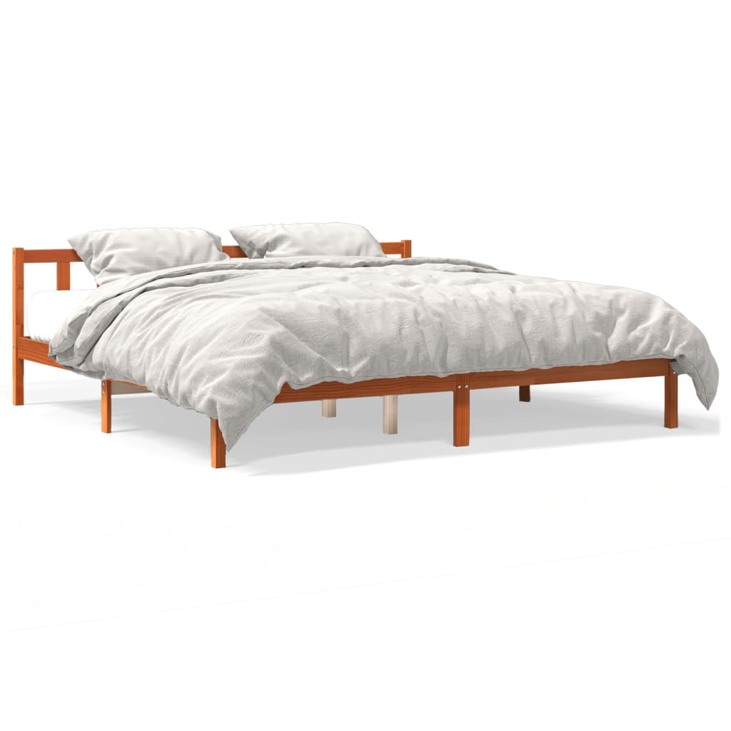 Cadre de lit sans matelas cire marron 180x200cm bois pin massif